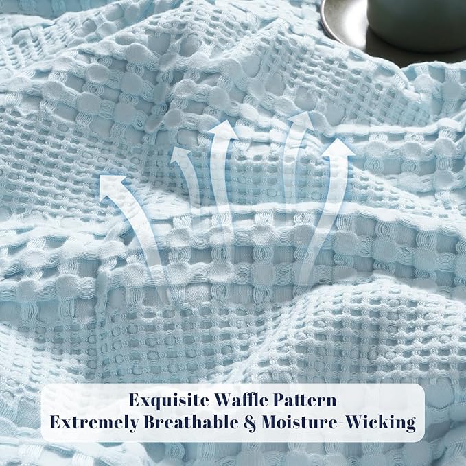 PHF Cooling Waffle Blanket Twin Size, Lightweight 60% Rayon from Bamboo & 40% - Image 4