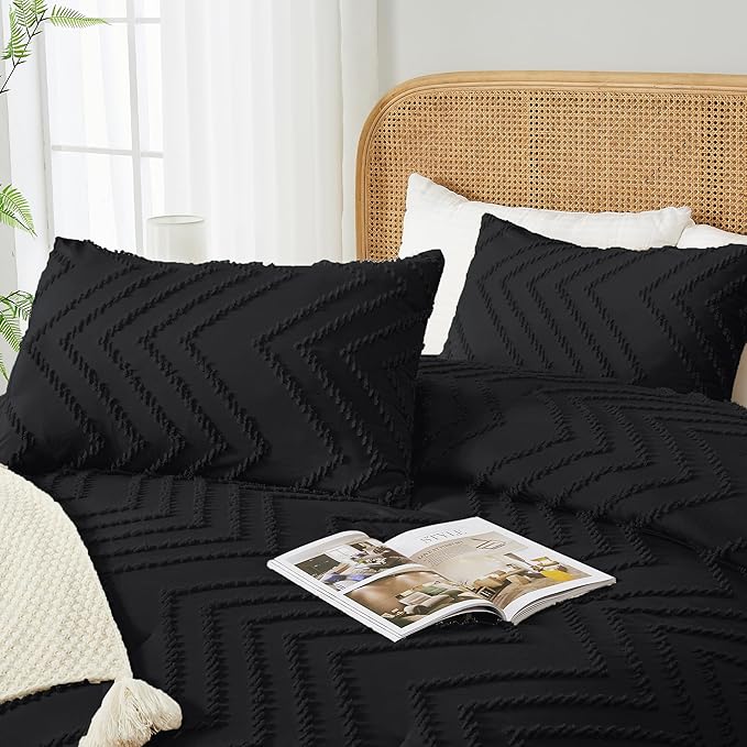 Andency Black Comforter Full Size, Boho Soft Fluffy Warm Lightweight Bedding - Image 4