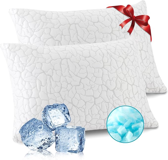 Cooling Pillows for Sleeping 2 Pack, King Size Adjustable Shredded Memory Foam by WGAKCED