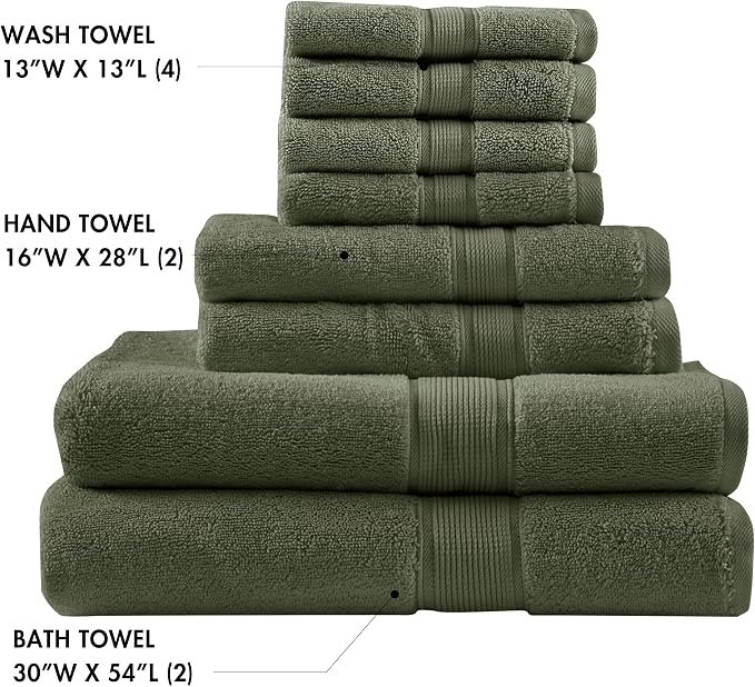 Madison Park 800GSM Bathroom Towel Set of 8 100% Cotton Bath Towel Set - Image 4