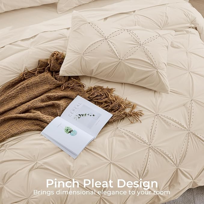 Sasttie California King Comforter Set, 7-Piece Bed in a Bag Cal King, Pintuck - Image 4