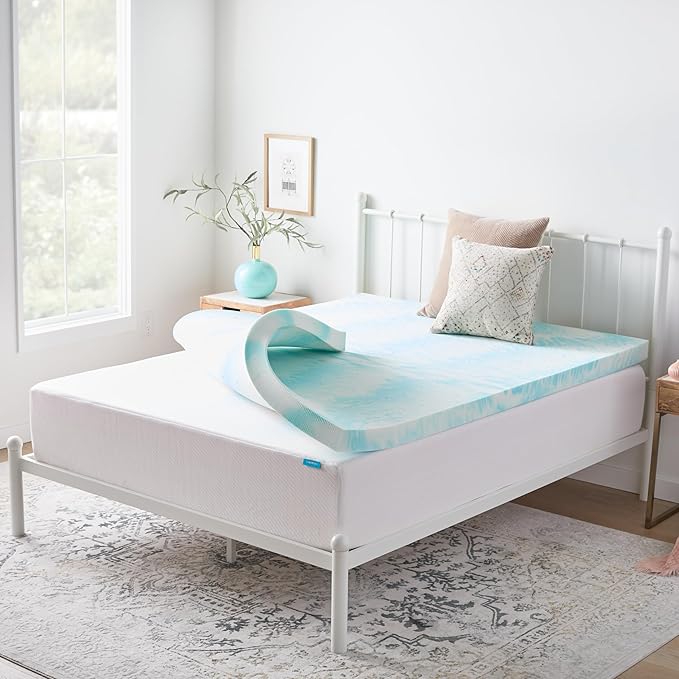 Linenspa 3 Inch Swirl Gel Memory Foam Mattress Topper, King Size – Cooling Gel by Linenspa