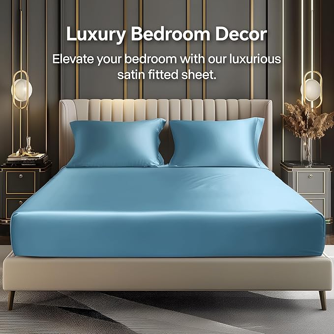 BEDELITE Satin Fitted Sheet and Pillowcase Set, Luxury Soft Similar to Silk - Image 2