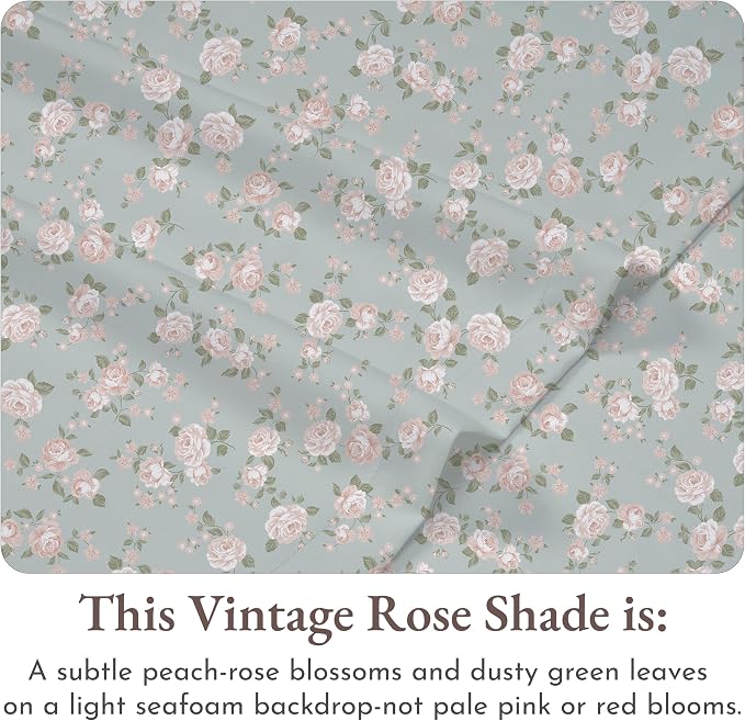 California Design Den Rose Sheet Set Twin, 100% Cotton 12" Pocket Twin Sheets & - Image 4