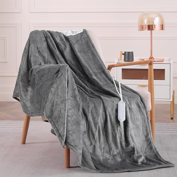 HOMLYNS LuxeHeat Heated Blanket Electric Blanket, Soft Flannel Sherpa Heated - Image 7