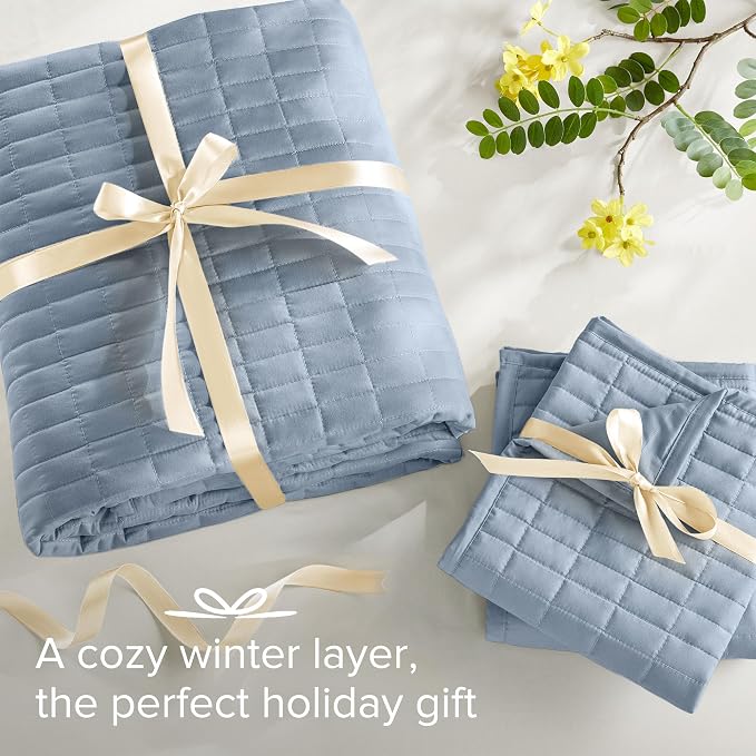 Comfort Spaces Blue Oversized King Quilt Set 120"x118" Bedspread Quilted Summer - Image 7