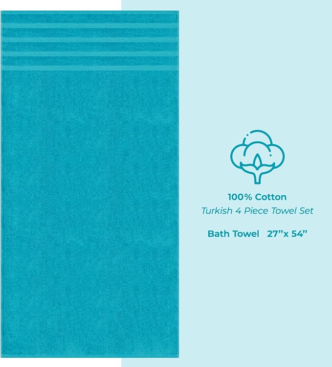 American Soft Linen Luxury 4 Piece Bath Towel Set, 600 GSM 100% Cotton Turkish - Image 4