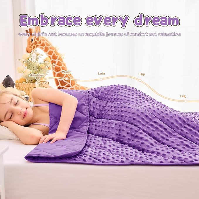 Purple Weighted Blanket Kids 7lbs, Breathable Cooling Minky Heavy Throw Blanket - Image 4