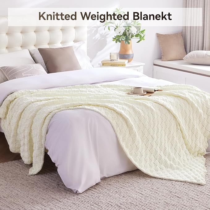 Knitted Weighted Blanket Kids, No Beads Heavy Blanket 36” x 48'' 3lbs, - Image 7