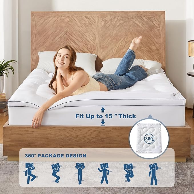 BEDLORE Twin XL Mattress Topper, Thick Pillow Top Pad - Image 5