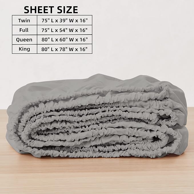 HBHLFZ Twin Fitted Sheet Only, Soft Breathable Bottom Sheet - Image 2