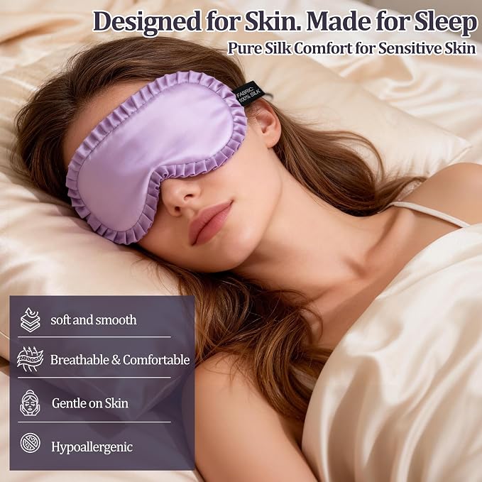 Silk Sleep Mask for Women, 100% Mulberry Silk Eye Mask, All-Silk Filled - Image 5