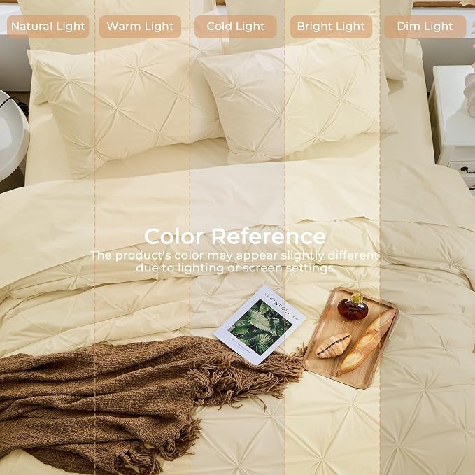 Sasttie Full Size Comforter Set, 7-Piece Bed in a Bag, Pintuck Bedding Set - Image 8