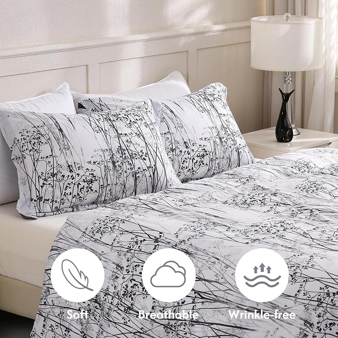 LONAVA Queen Botaincal 3 Pcs Duvet Cover Set, Breathable Soft Microfiber Deep - Image 4