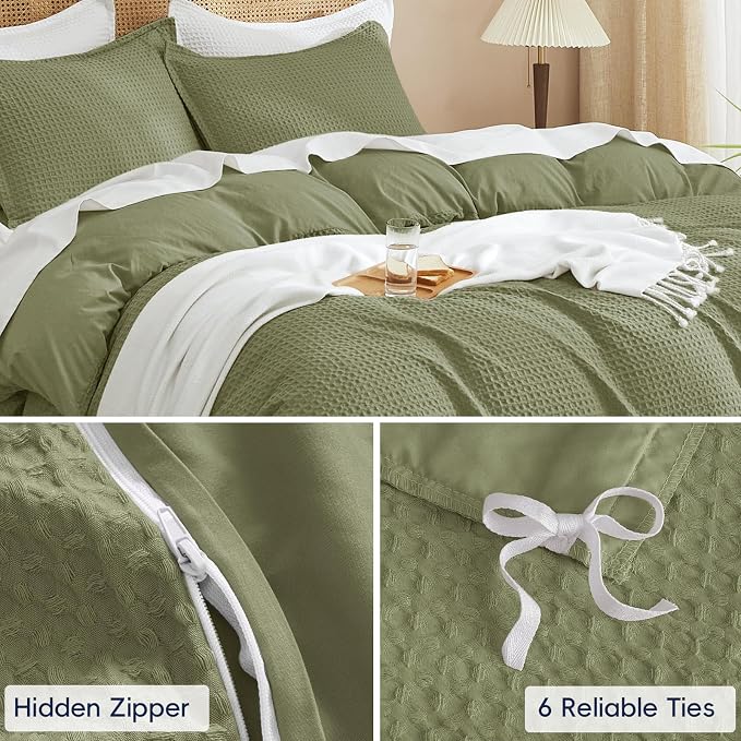 PHF Waffle Duvet Cover Set California King, No Snagging Ultra Soft Luxury - Image 5