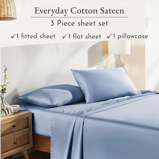 California Design Den Natural 100% Cotton Sheets Twin XL Size Set - Image 4
