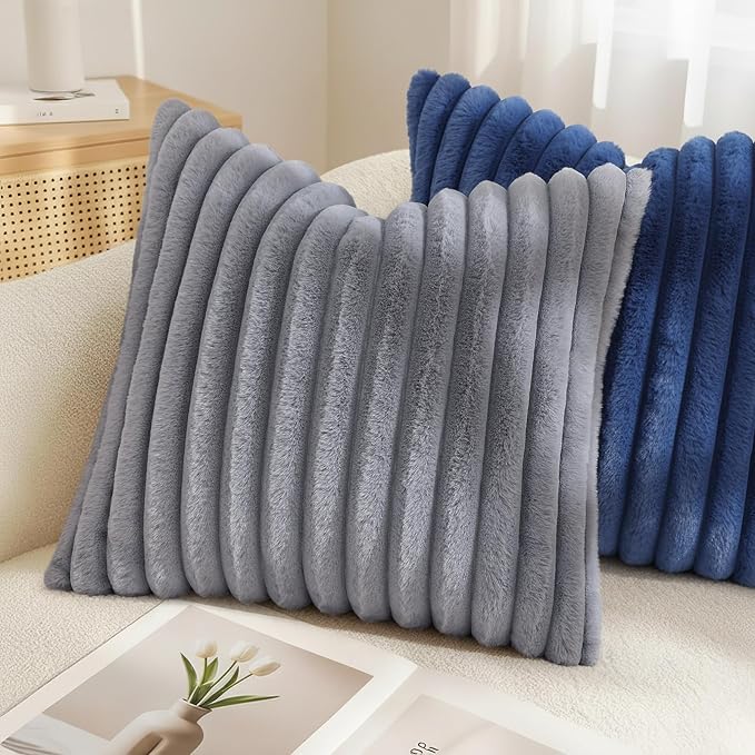 decorUhome Cozy Faux Fur Throw Pillow Covers 20x20 Set of 2 Decorative Soft - Image 4