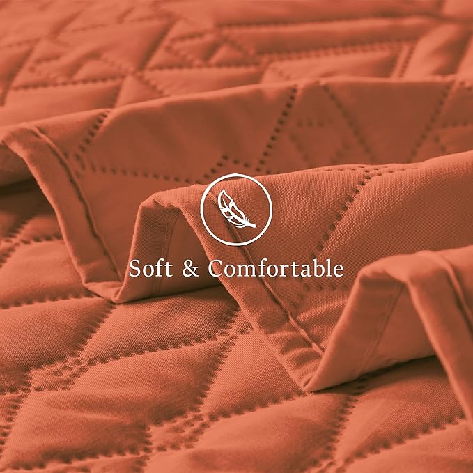 akkialla Twin Size Quilt Bedding Set, Burnt Orange Lightweight Microfiber Soft - Image 6