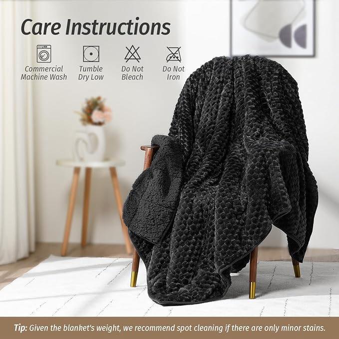 Wemore Fleece Weighted Blanket for Adults, Dual Sided Cozy Soft Sherpa Heavy - Image 5
