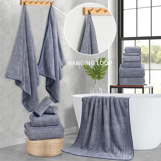 Ultra Soft Bath Towel Set, 12 Piece Family Bathroom Towel Set - Image 2