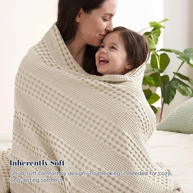 PHF Cooling Waffle Blanket Twin Size, Lightweight 60% Rayon from Bamboo & 40% - Image 6