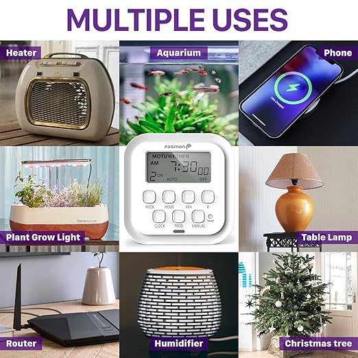 Fosmon 7 Day Digital Timers for Electrical Outlets, Indoor Plug-in Light Timers - Image 8