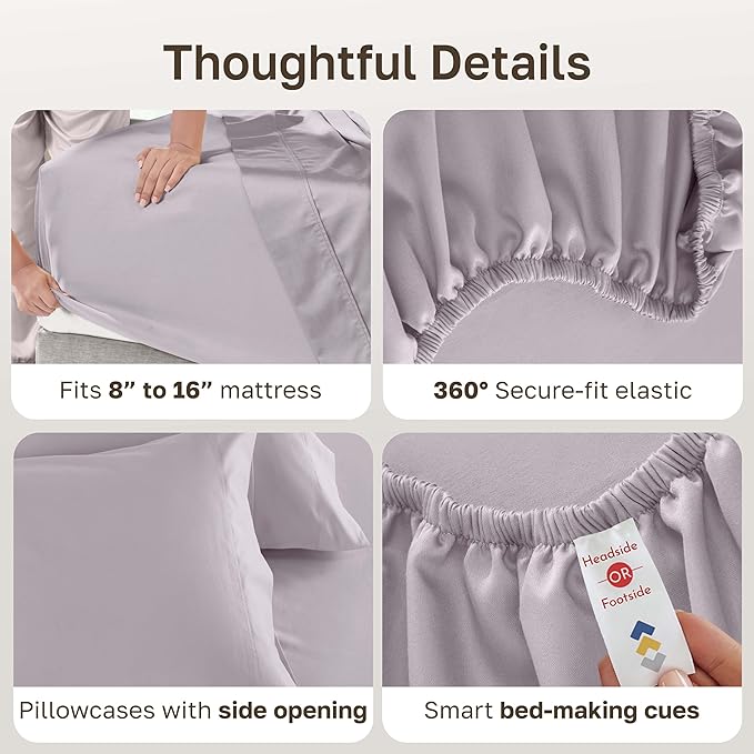 CALIFORNIA DESIGN DEN 5-Star Hotel 600 Thread Count 100% Cotton Sheets Set - Image 5