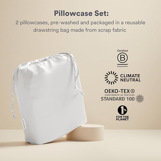 ettitude 100% Lyocell Organic Pillowcase Set – Silky-Soft, Breathable, - Image 4