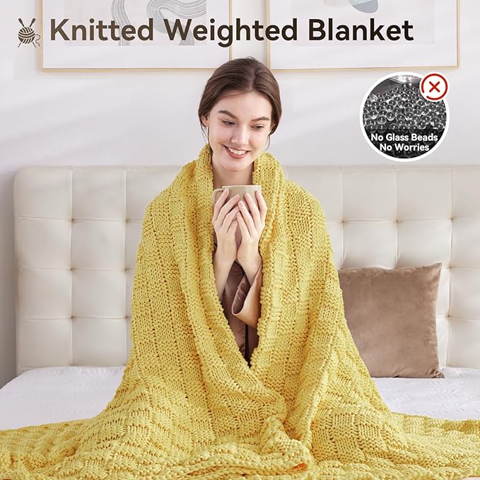 Knitted Weighted Blanket for Adult, No Beads Heavy Blanket 60” x 80'' 20lbs - Image 5