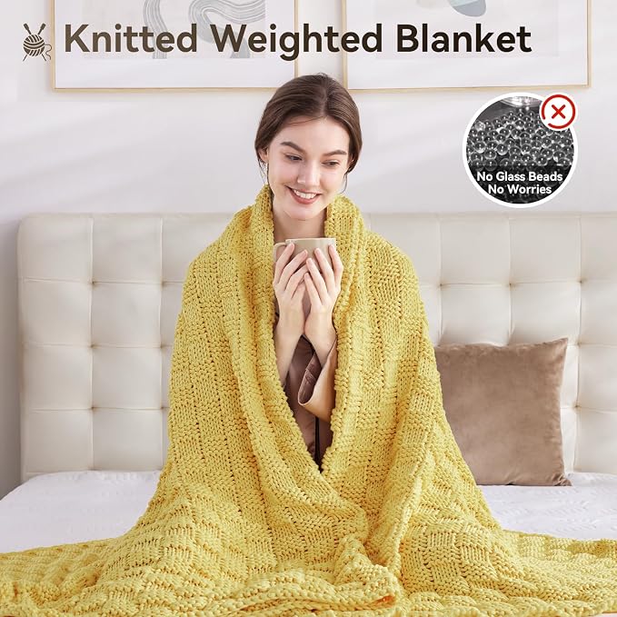 Knitted Weighted Blanket for Adult, No Beads Heavy Blanket 60” x 80'' 17lbs - Image 5