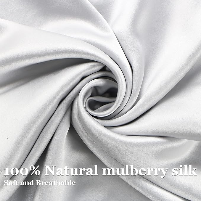 MANSPHIL Gray Queen 6A Mulberry Silk Pillowcase - Image 4