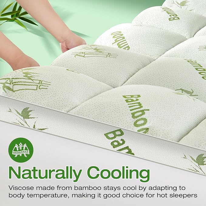 Mattress Topper Twin Size Viscose Derived from Bamboo, Thick Soft Pillow Top - Image 4