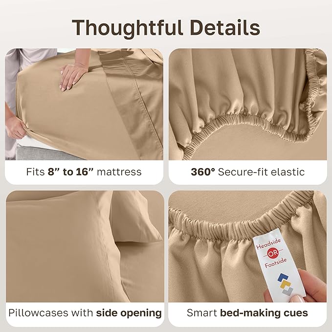 California Design Den 100% Cotton Full Sheet Set, 600 Thread Count Sateen - Image 6