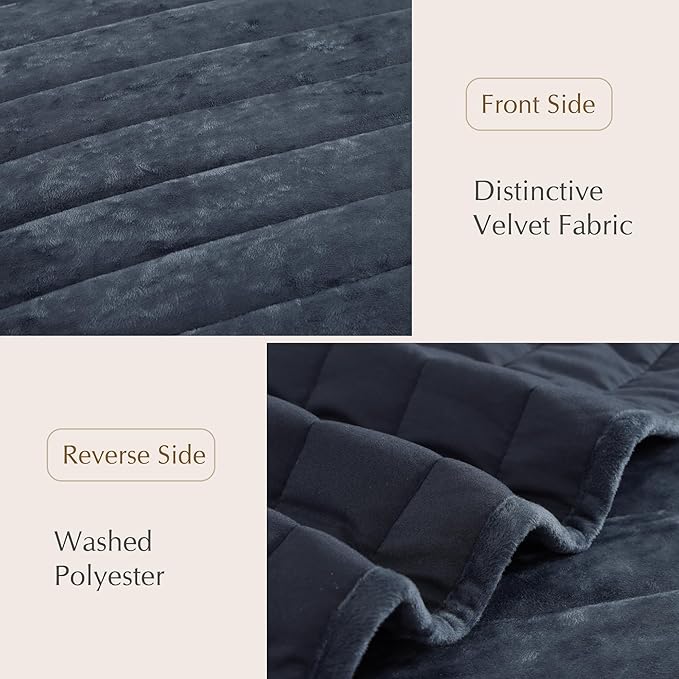 WRENSONGE Velvet King Size Quilt Set-3 Pieces Blue Grey Luxurious Velvet - Image 6