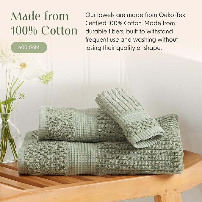 Springtree Home 100% Cotton Bath Towel Set of 4 | Super Soft & Absorbent - Image 7