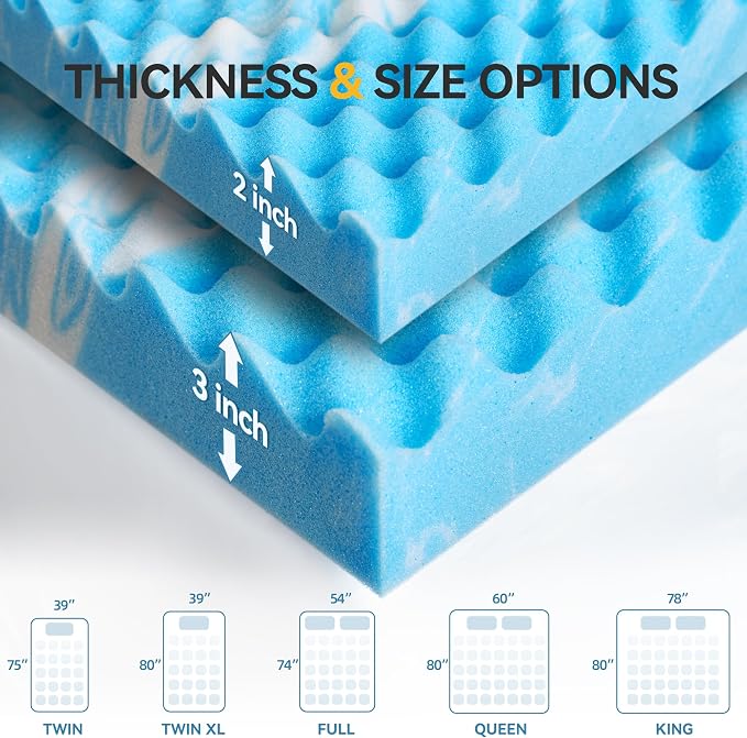 SINWEEK 3 Inch Egg Crate Memory Foam Mattress Topper Twin Size, Soft Mattress - Image 9