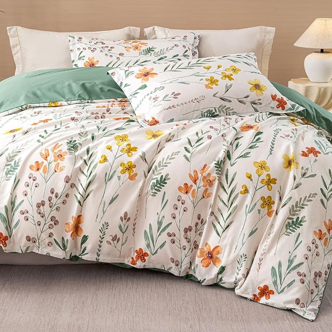 OAITE Duvet Cover Set Twin Size Floral Pattern Ultra Soft 100% Cotton Duvet - Image 4