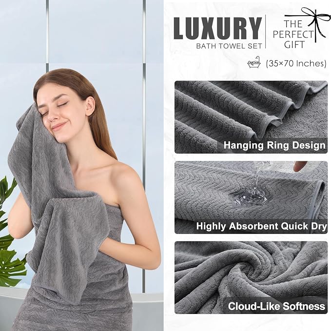4 Pack Washcloths Set 13"x13", Highly Absorbent & Quick Dry Premium Towel - Image 2