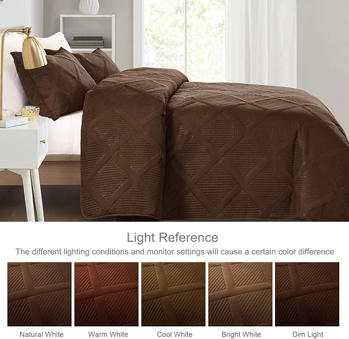Exclusivo Mezcla Oversized King Quilt Set- Brown Cal King Quilts Bedding Set - Image 3
