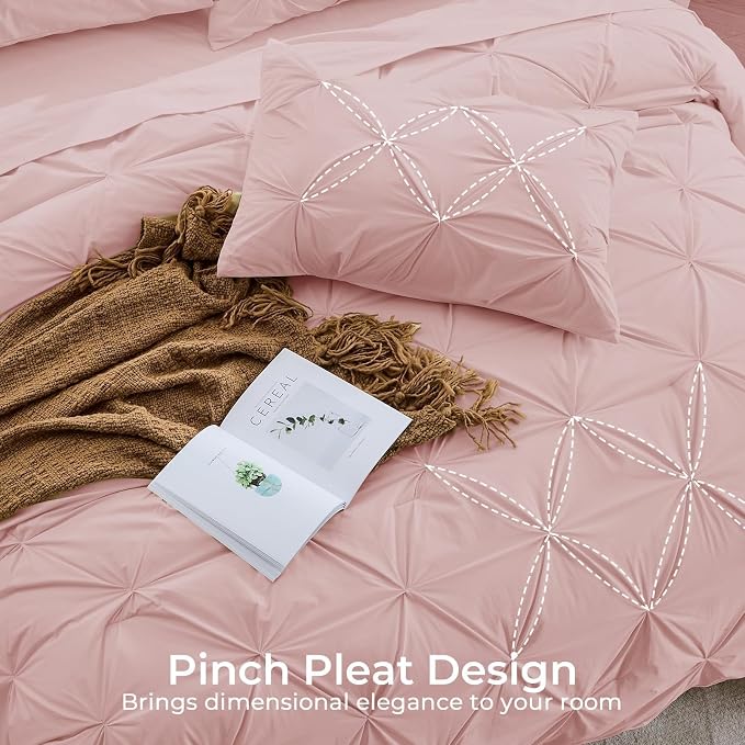 Sasttie King Size Comforter Set, 7-Piece Bed in a Bag, Pintuck Bedding Set - Image 4