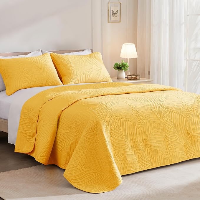 Exclusivo Mezcla Twin Quilt Bedding Set, Lightweight Yellow Quilts Twin Size - Image 2