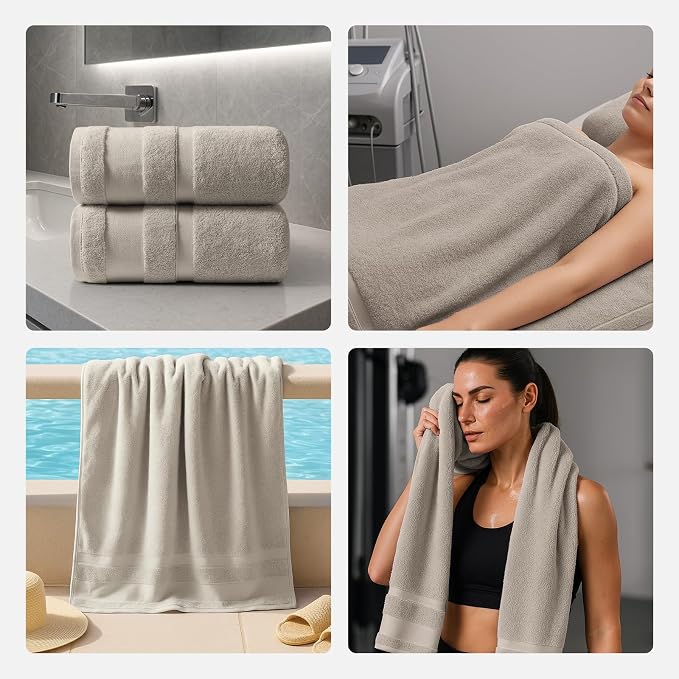 REDKISS 100% Cotton Bath Towels Set of 2, Extra Large Bath Sheets 35 X 70 Inches - Image 7