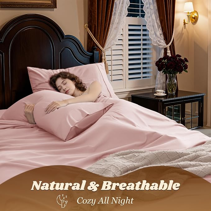 LBRO2M 1000 Thread Count 100% Egyptian Cotton Sheets Set Queen Size, 4 Piece - Image 5