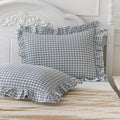 2 Pack Blue White Plaid Gingham Ruffle Pillow Shams Standard Size 20x26 inches by Qilunn