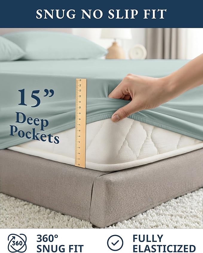 LANE LINEN 100% Organic Cotton Full Sheets Set 4-Piece Pure Percale Soft - Image 7