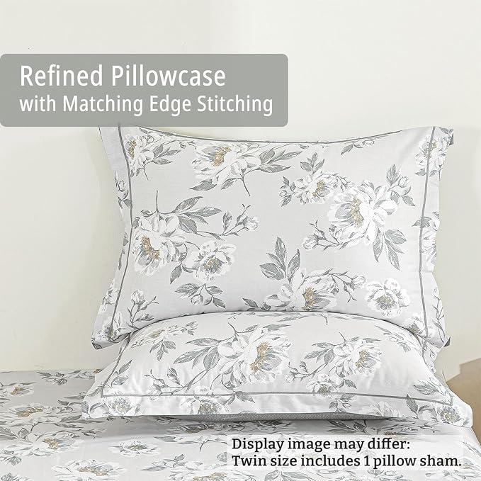 LEMIROE Floral Cotton Comforter Twin Size - Image 4