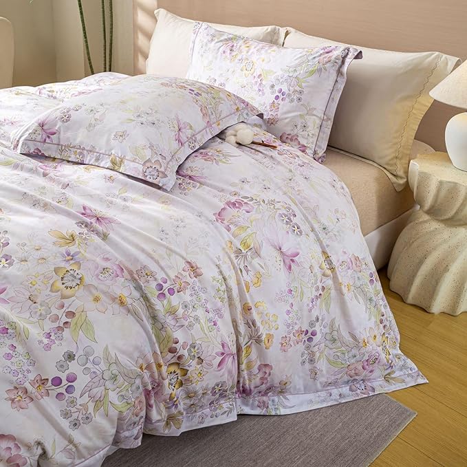 OAITE Duvet Cover Set King Size Floral Pattern Ultra Soft 100% Cotton Duvet - Image 3