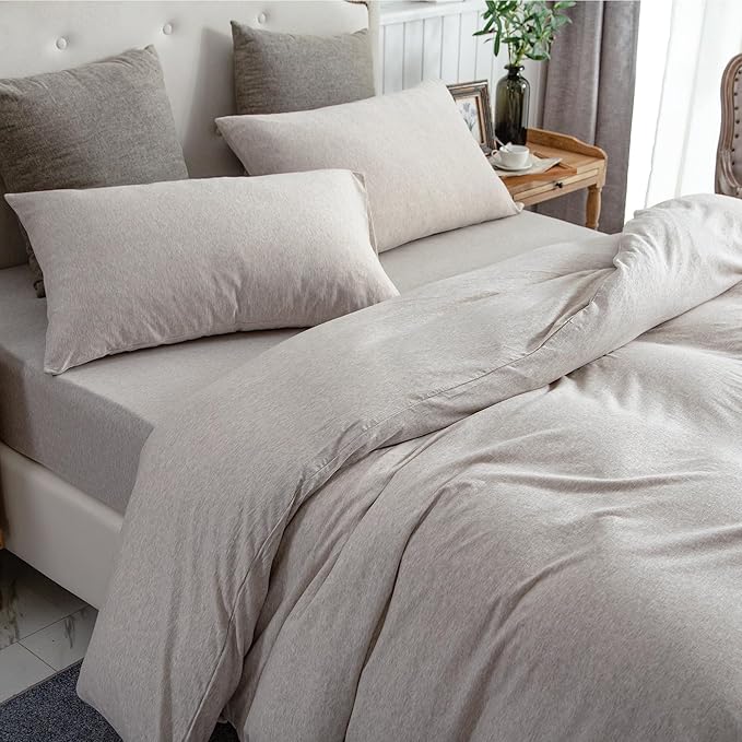 PURE ERA Jersey Knit Duvet Cover Set 100% T-Shirt Cotton Super Soft Comfy 3pc - Image 8