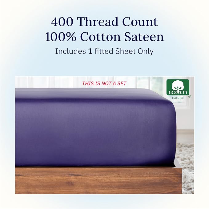 California Design Den Queen Size Fitted Sheet Cotton, Deep Pocket Soft 400 - Image 4