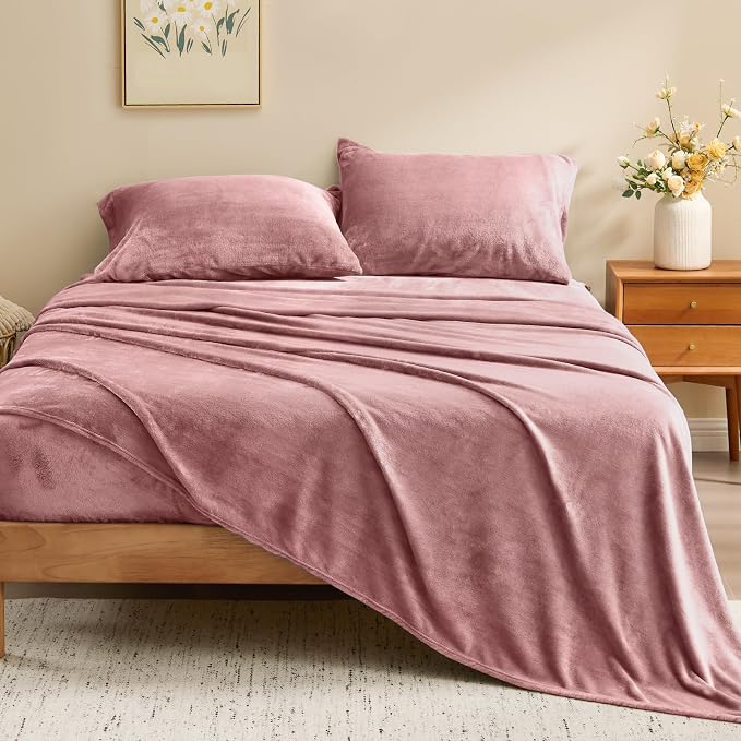 BEDELITE Flannel Sheets King Size Dusty Pink - Image 2